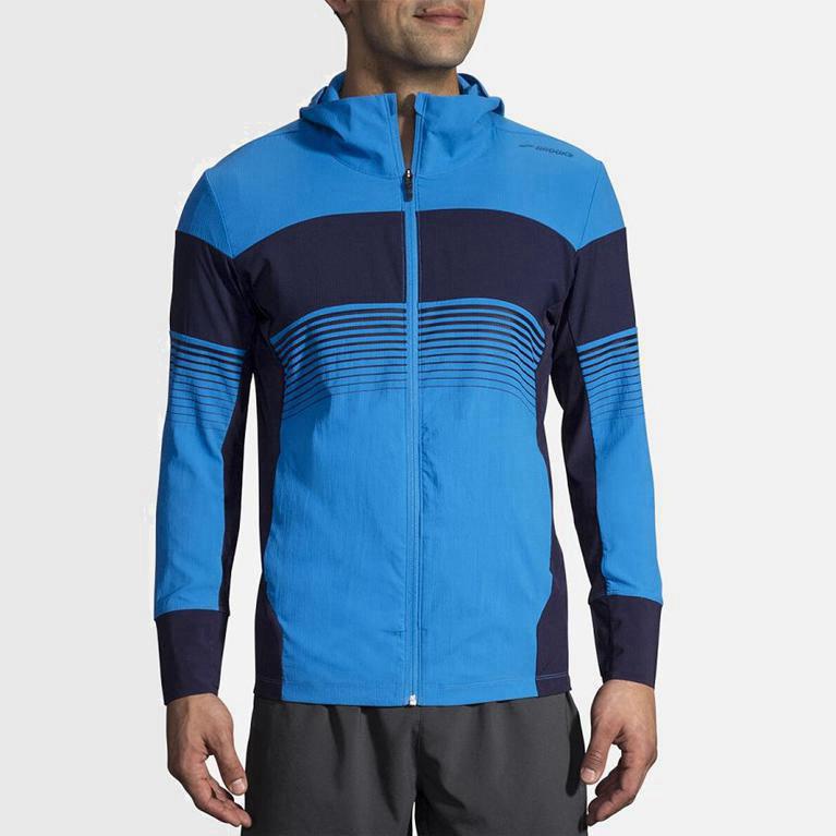 Brooks Men's Canopy Running Jackets Singapore - Blue (04176-TRVA)